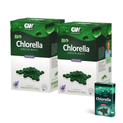 Zestaw Bio Chlorella Green Ways w tabletkach x 2 (łącznie 660g/2640 tab.) + pojemnik